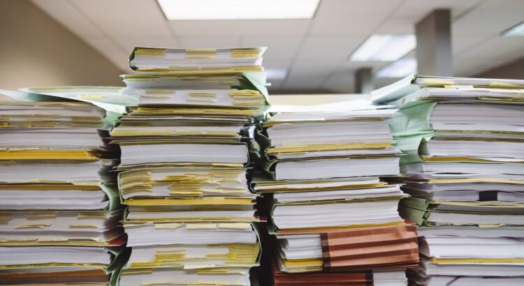 stack of books on table